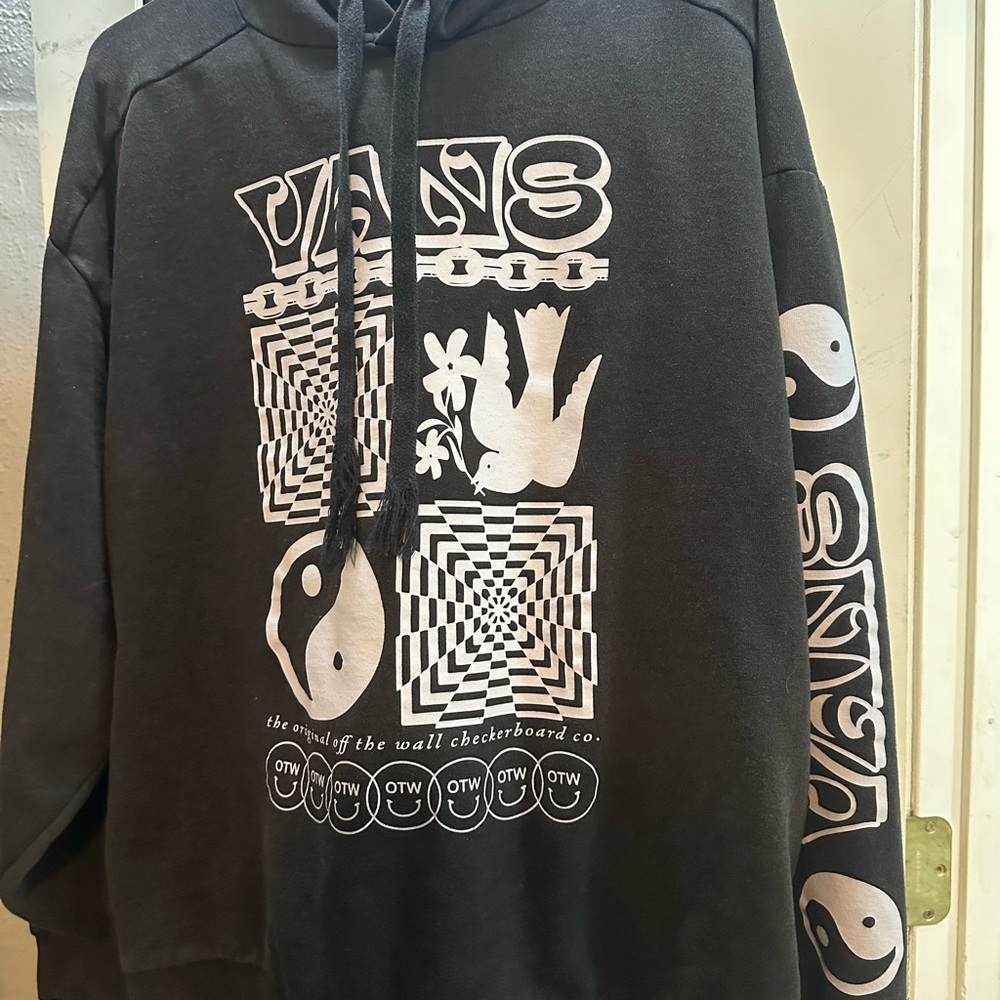 Vans Oversized Black Graphic Sweatshirt Hoodie